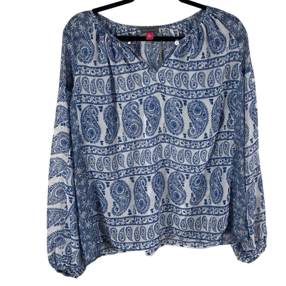 Vince Camuto Blue and White Floral Top